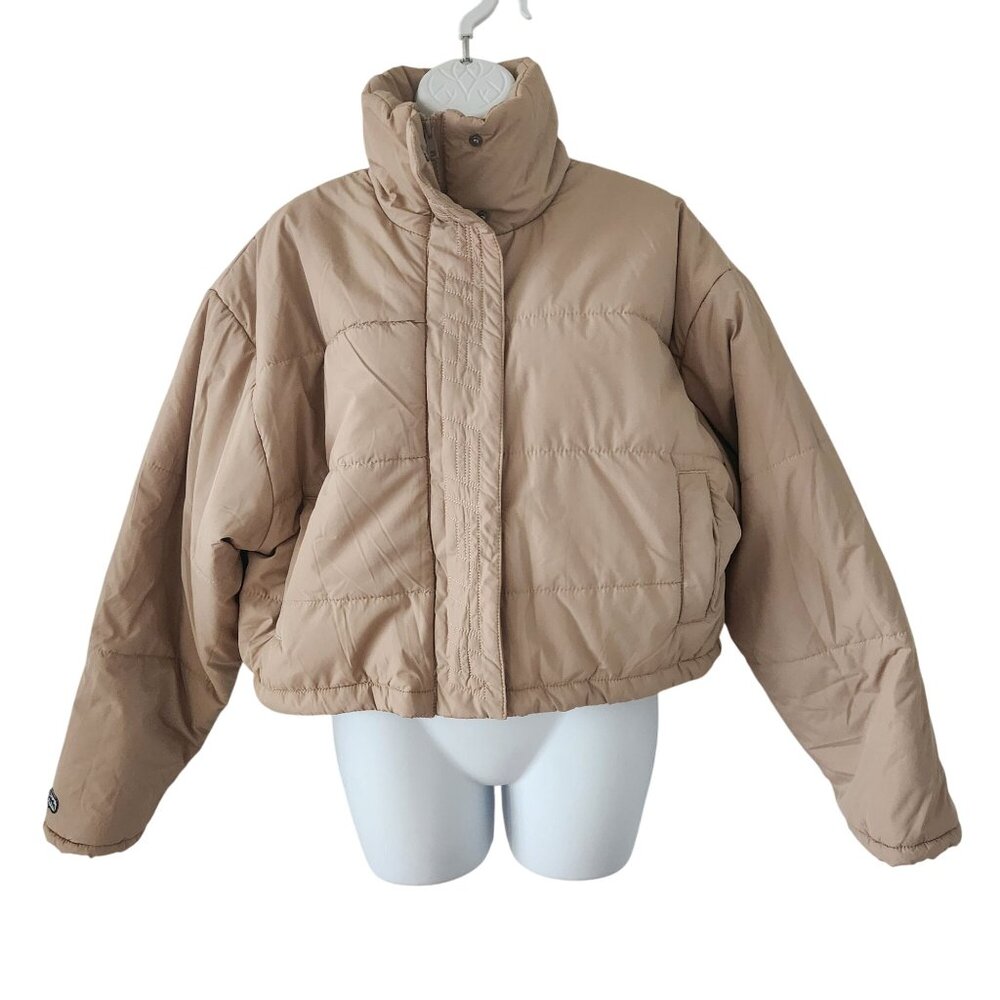 The Fifth Label Womens Beige Puffer Jacket High Collar & Snap Closures Medium